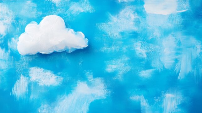 Acrylic Sky White Cloud on Blue Texture, Dreamy , Abstract