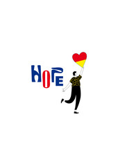 Hope Illustration | Person Holding Heart Balloon Motivational Artwork