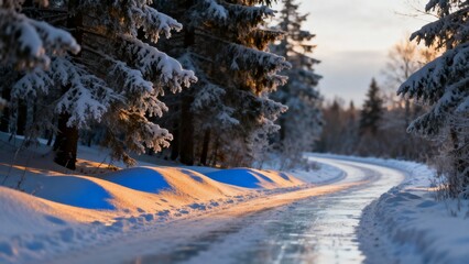 Snowflakes weave intricate lace patterns along a quiet forest path where footprints tell silent stories of winter solitude and peaceful exploration under a canopy of frost-laden branches