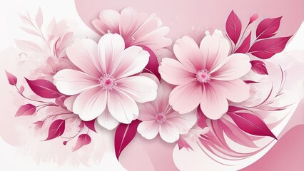 Floral arrangement in pink and white on light pink background