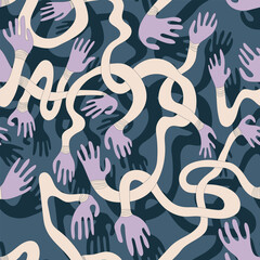 Abstract Seamless Pattern with Wavy Hands – Modern Minimal Design