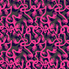 Abstract Seamless Pattern with Wavy Hands &ndash; Modern Minimal Design