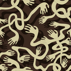 Abstract Seamless Pattern with Wavy Hands – Modern Minimal Design
