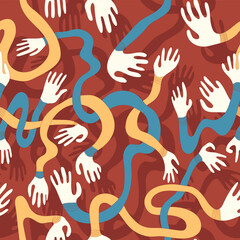 Abstract Seamless Pattern with Wavy Hands &ndash; Modern Minimal Design