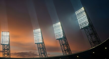 Stadium Floodlights and Sky at Dusk