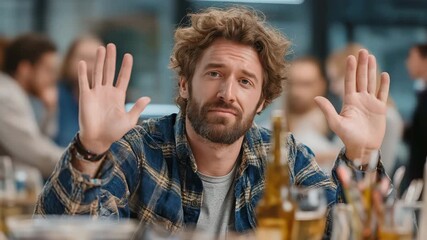 Abstain from alcohol  When a party man refuses a bottle at work, his coworkers and coworkers argue calmly and assertively.