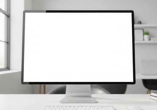 Modern computer monitor with blank screen isolated on white background