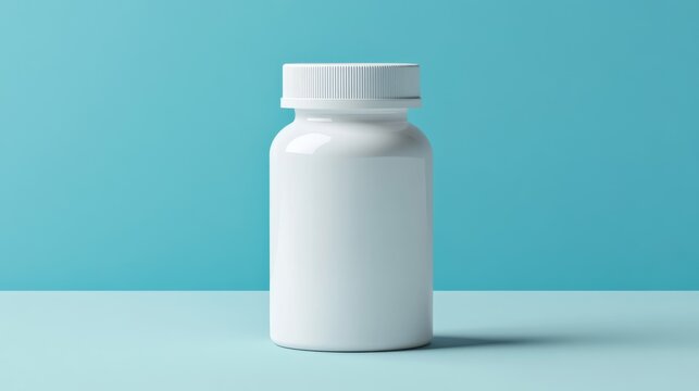 White Medicine Bottle Mockup on Aqua Background,Supplements,Packaging