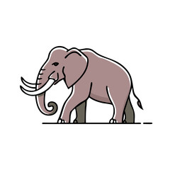 Fototapeta premium Illustration of a walking elephant in outline style