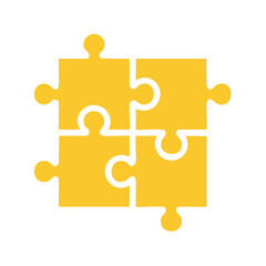 Connected Yellow Puzzle Pieces Completing a Square Shape Concept