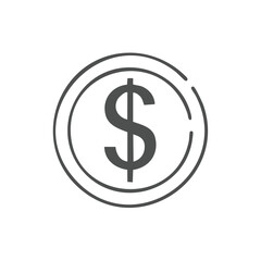 Obraz premium Simple graphic coin with dollar sign symbol inside a circular outline