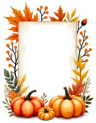 Autumnal pumpkin and leaf frame for fall season celebrations and events