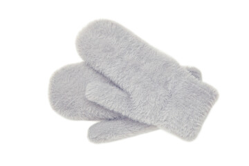 Winter mittens isolated on white background, warm mittens