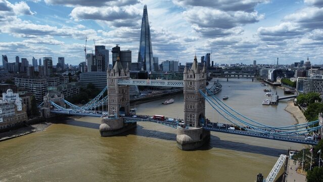 aerial view of the tower bridge london