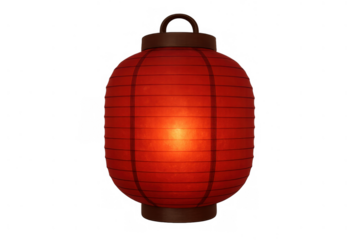 Red chinese lantern lighting up, symbolizing celebration, tradition, good fortune, and festive asian culture on transparency
