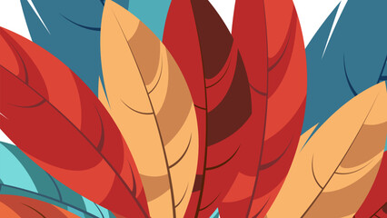A background with large feathers in vibrant colors. Abstract background. Background image for screens, print, covers, etc. EPS 10.