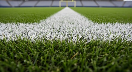 Football Field Close-Up with Goal Post and Grass Texture