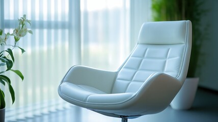 Elegant White Leather Armchair in Bright Modern Room