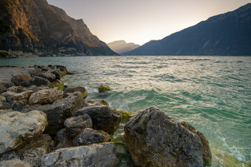 Crystal Clear Lake Garda with Majestic Mountains., Italy
