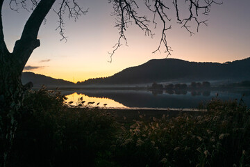 Reflections and autumn in Bozdag Gölcük Lake