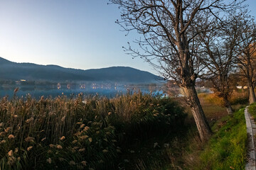 Reflections and autumn in Bozdag Gölcük Lake