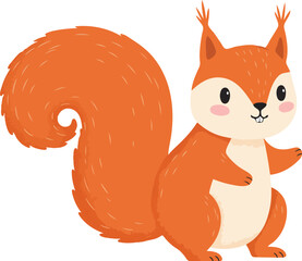 Adorable Orange Squirrel Illustration with Bushy Tail
