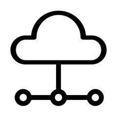 This icon represents a cloud computing network with three connected nodes- symbolizing decentralized data storage and distributed computing. Ideal for technology-related projects.