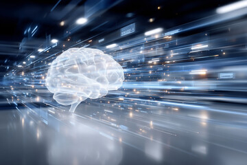 This visualization depicts a brain surrounded by digital elements, symbolizing the intersection of neuroscience and technology