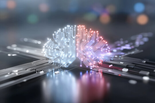 A glowing brain made of circuits symbolizes the fusion of neuroscience and artificial intelligence. This creative project showcases how innovation shapes our understanding of intelligence