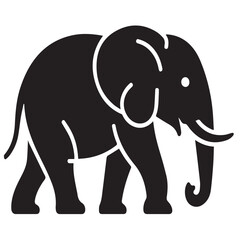 Fototapeta premium Silhouette of an elephant walking isolated on white background, side view