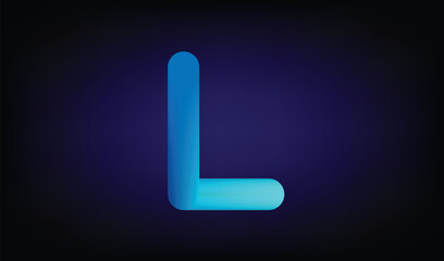 L" alphabet letter digital render in blue cyan gradient 3d effect Vector
