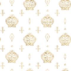 golden baroque ornate backdrop, png texture, seamless ornamental pattern, 