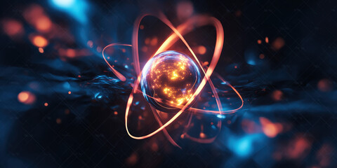 Red Atom Representation Abstract Background Science Technology Molecular Structure Chemistry Physics Nuclear Energy Scientific Illustration Digital Art Concept Design Education Research Laboratory