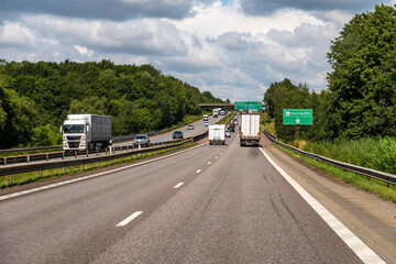 Highway traffic moving towards Helsingor in southern Sweden