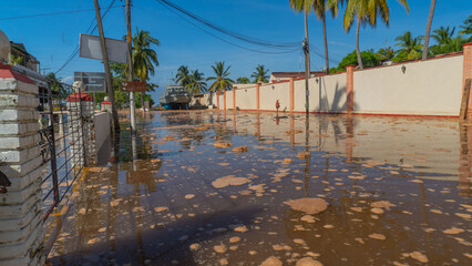 Inundación de la playa el borrego en san blas nayarit 07 10 2025
