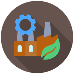 Manufacturing Icon, Rounded Mini Illustration Relate To Industry 4-0. Use For Modern Concept, Ui, Ux Web And App Development.