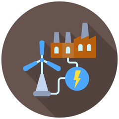 Power System Icon, Rounded Mini Illustration Relate To Industry 4-0. Use For Modern Concept, Ui, Ux Web And App Development.