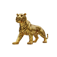 Golden Tiger Statue For home decoration isolated on transparent background,  Tiger Statue PNG