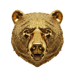 Golden Bear Head isolated on transparent background , PNG