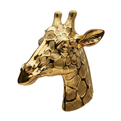 Golden Head Of Giraffe isolated, Statue of Giraffe PNG 