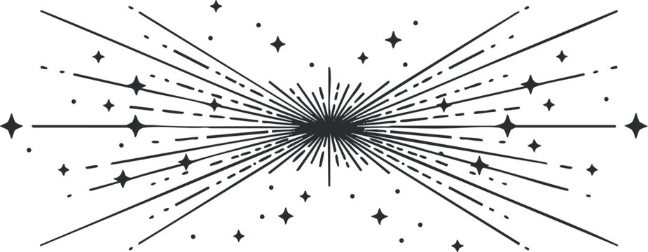 Dynamic burst vector illustration featuring abstract lines and stars, perfect for celebration and creative design projects