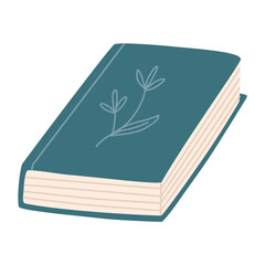 Book with a flower cover for reading and learning. Romantic literature poetry, romance novels. Flat vector illustrations.