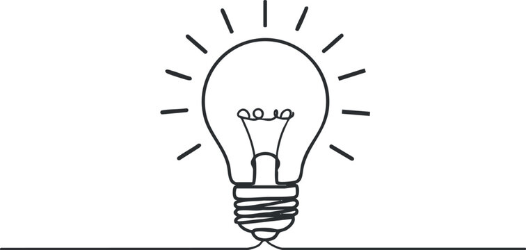 Minimalist outline vector illustration of a light bulb symbolizing ideas and innovation for design projects