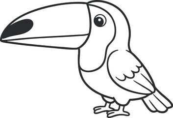 Obraz premium Playful outline vector illustration of a toucan, ideal for nature-themed designs, logos, or educational materials