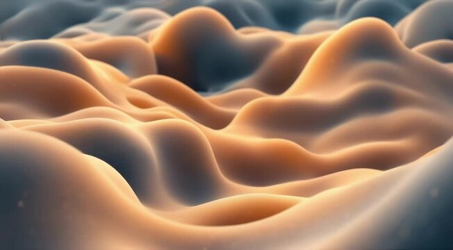 A series of slowly undulating organic shapes that stretch and bend with each rhythmic beat, synced to a dreamy, atmospheric soundtrack  