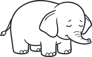 Obraz premium Cute outline vector illustration of a friendly elephant character, ideal for children’s books, educational materials, or playful design projects