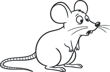 Fototapeta premium Cartoon-style vector illustration of a surprised mouse character, ideal for children's books, educational materials, and playful designs