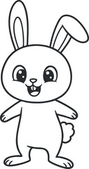 Cute cartoon vector illustration of a happy bunny character with oversized ears, ideal for children's design projects and playful themes