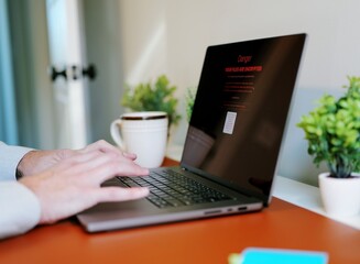 Middle Aged Executive Man Working From Home Falls Victim to Spear Phishing Ransomware Attack - Common Cybersecurity Scenario Concept