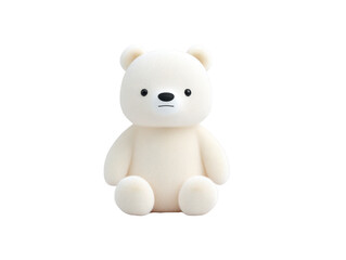 Obraz premium White teddy bear plush toy soft texture cute sitting isolated minimal children adorable stuffed animal calm expression gift nursery decor childhood innocence happiness